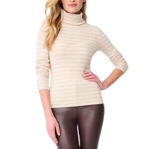 NWT J. McGlaughlin Arlette Turtleneck - Oatmeal/Off-White/Grey Stripe - L